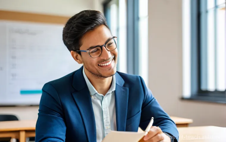 교사 수업평가 작성 요령 - **"Feedback as a Bridge for Professional Growth"**
    A brightly lit, modern education center offic...