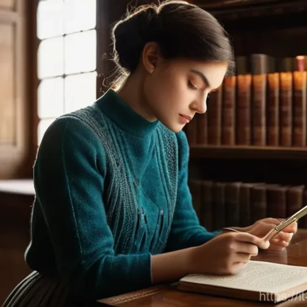 교사 자녀와 직업 충돌 관리 - **Prompt:** A young woman, appearing to be in her early twenties, sits thoughtfully in a richly deta...