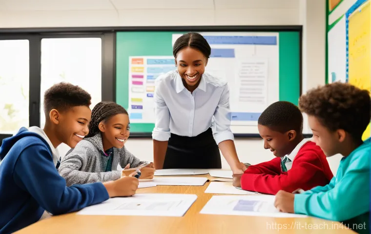 교사 수업공개 준비 방법 - **Prompt:** A vibrant and modern classroom scene filled with diverse middle school students (ages 11...