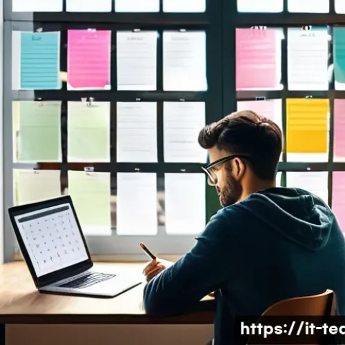 교사 자격증 취득 공부법 - A focused young Italian adult studying at a modern home desk with a realistic weekly calendar planne...