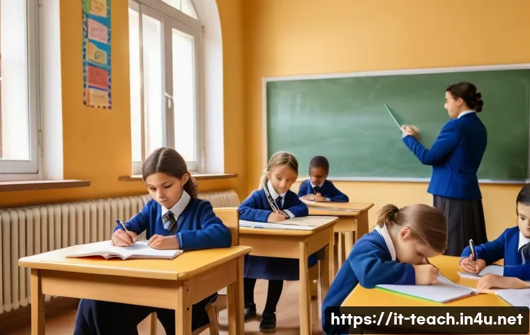 교사 반성일지 작성법 - A warm, inviting classroom scene in an Italian primary school during a reflective teaching moment: a...